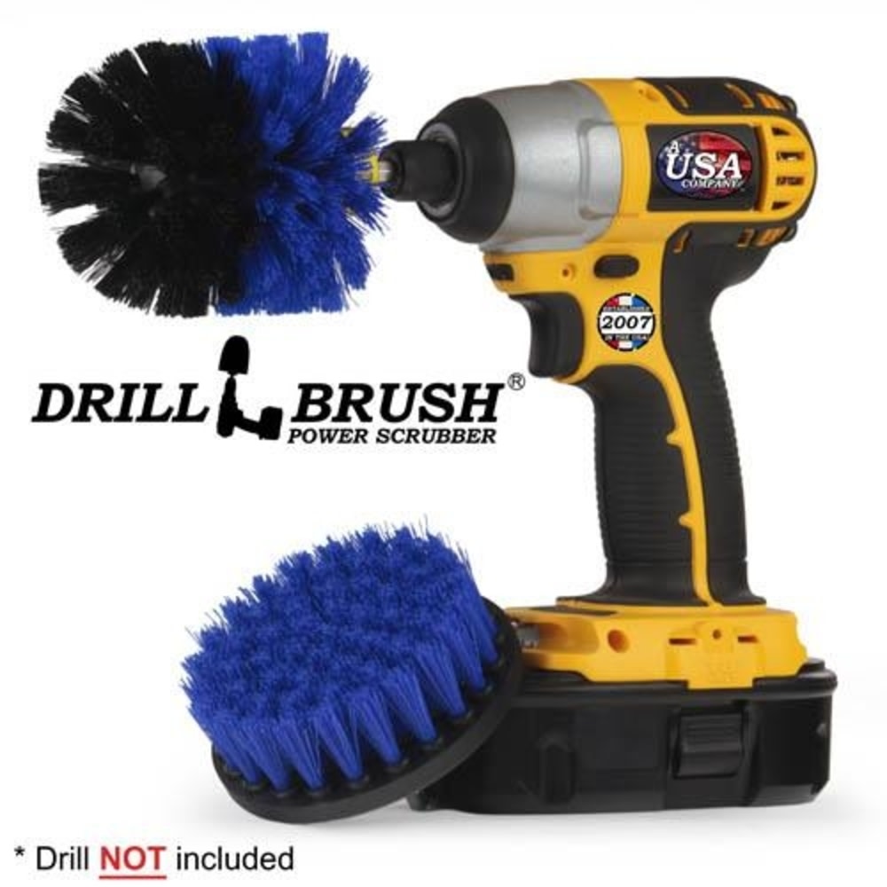 Drill Brush Pool & Marine Cleaning Kit Medium Stiff Nylon Bristles 2pc - Ascmtools