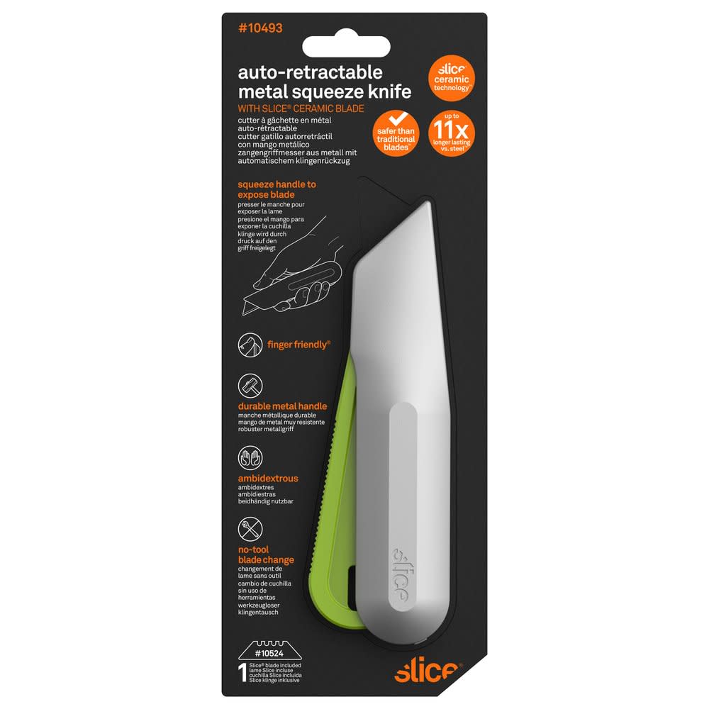 Slice Squeeze Knife Auto Retractable Metal Handle - Ascmtools