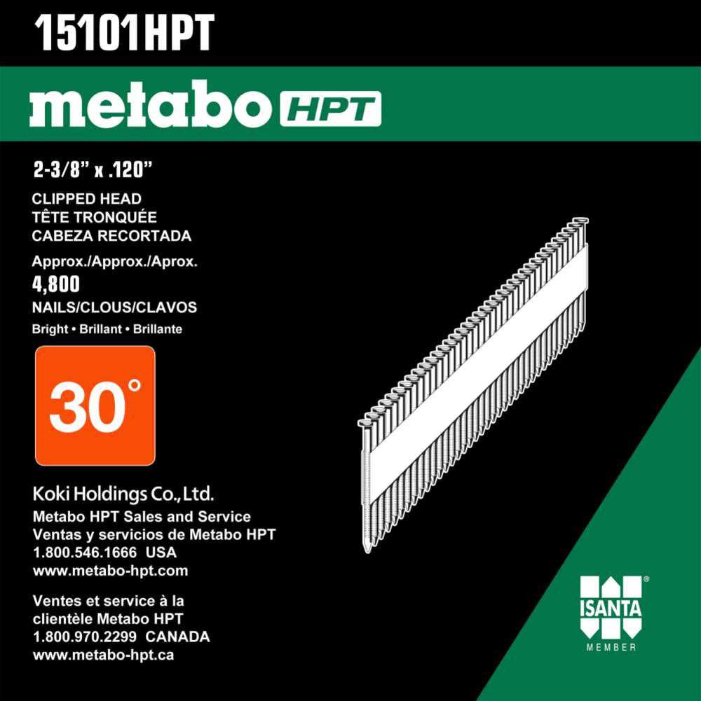 Metabo HPT 2-3/8 In. x.120 Ring Bright Basic Clipped Head Fastener - Ascmtools