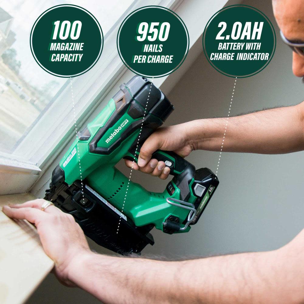 Metabo HPT 18V MultiVolt Straight Finish Nailer 16 Gauge 2Ah Kit - Ascmtools