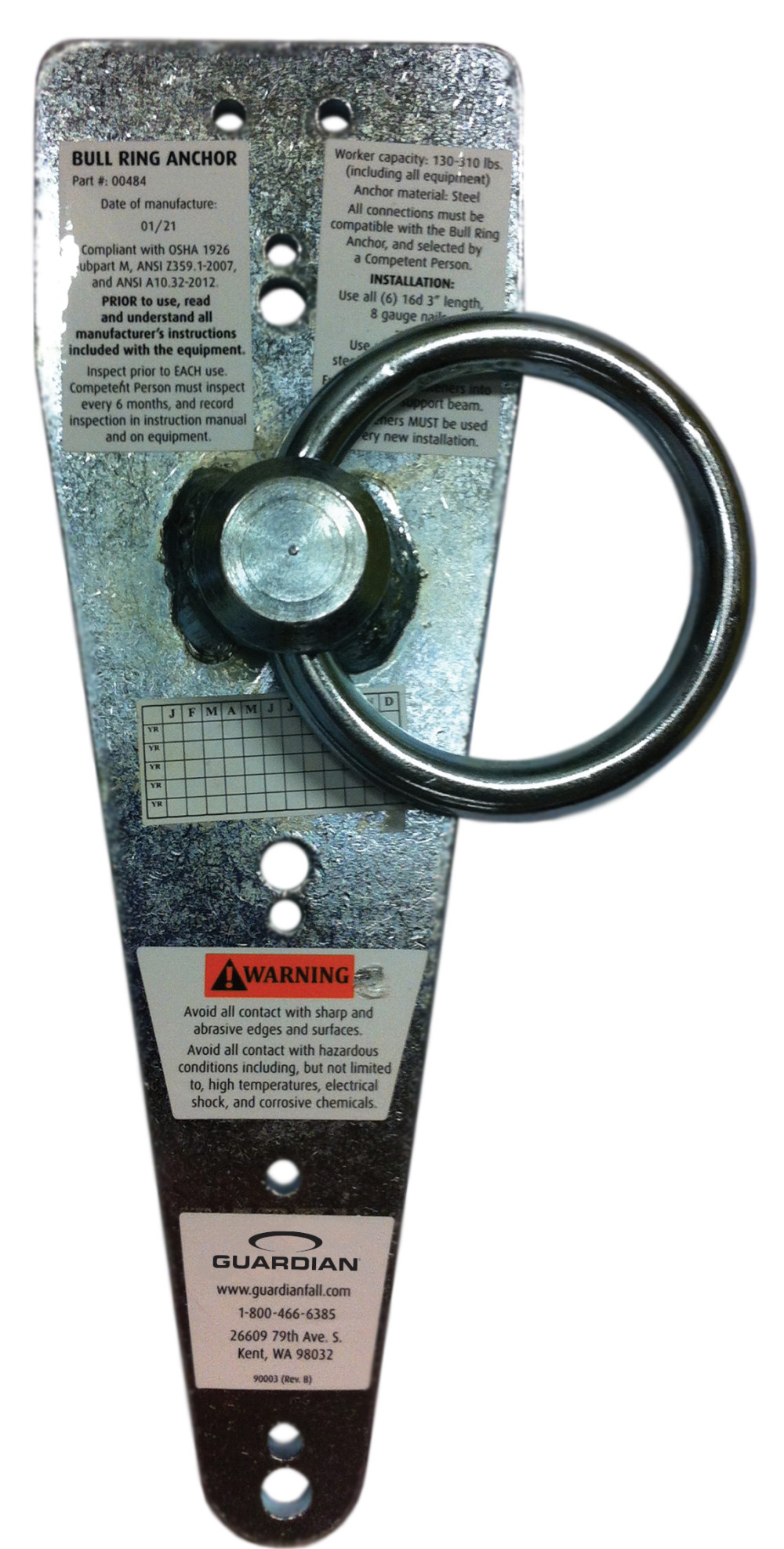 Guardian Fall Protection Bull Ring Anchor - Ascmtools