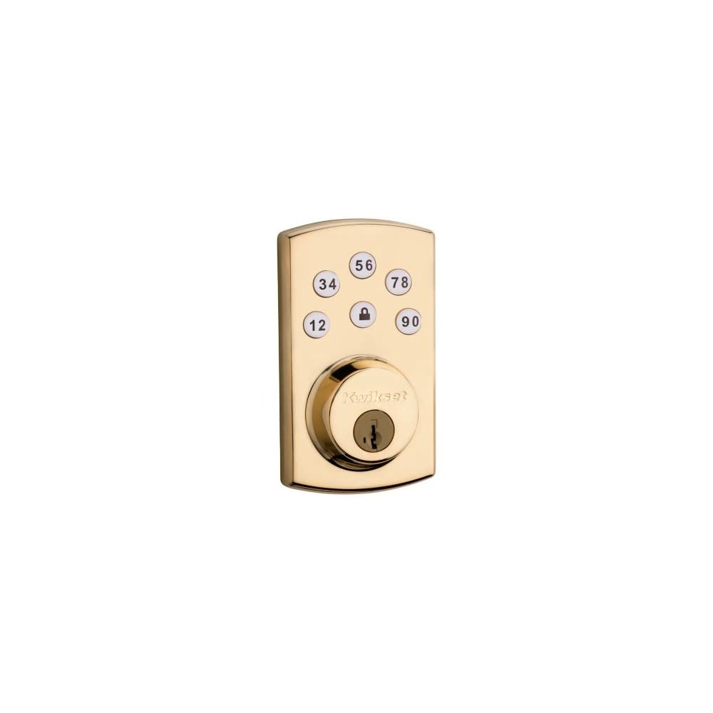 Kwikset Polished Brass Keyed One Side Powerbolt 2 Electronic Deadbolt - Ascmtools
