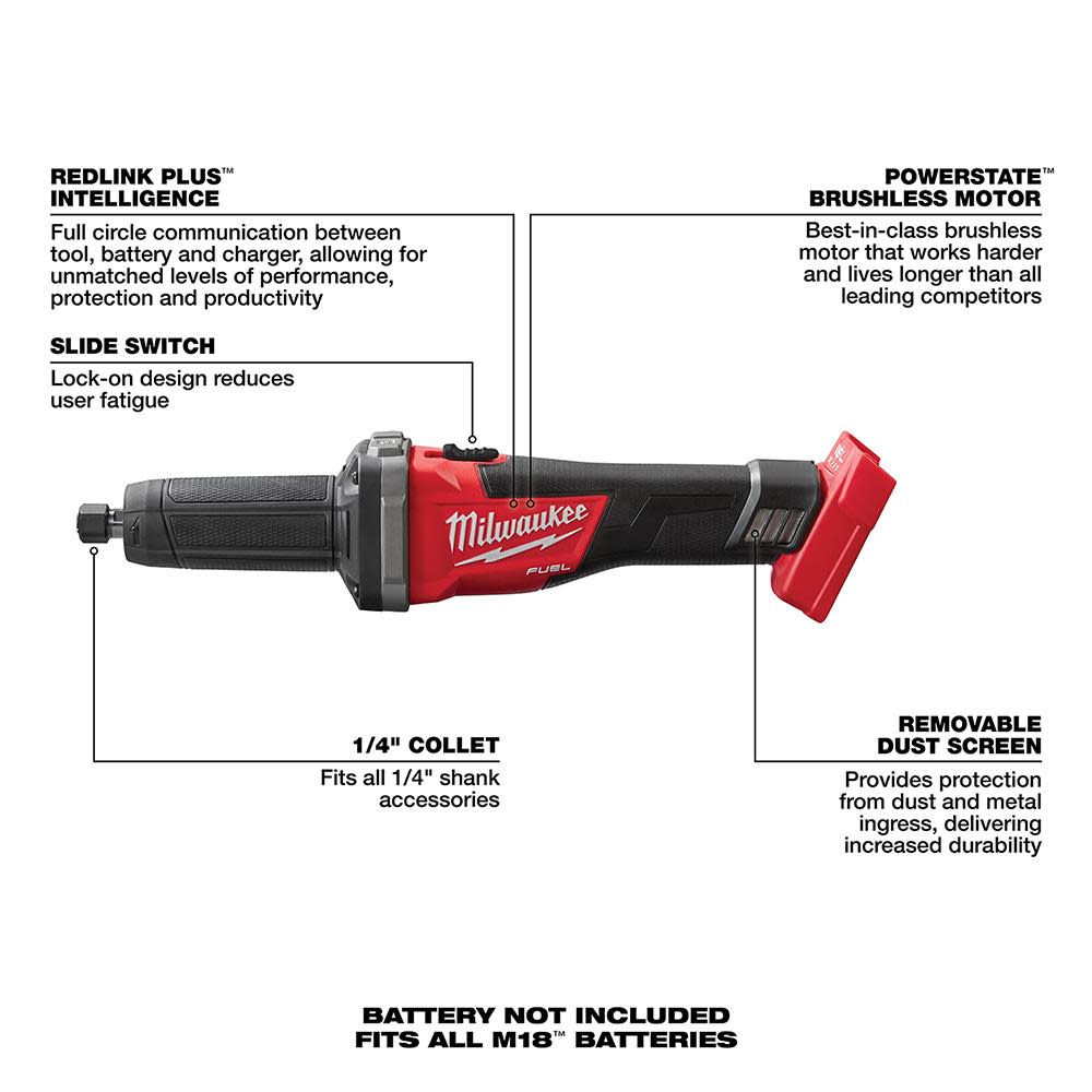 Milwaukee M18 FUEL 1/4 in. Die Grinder (Tool Only) - Ascmtools