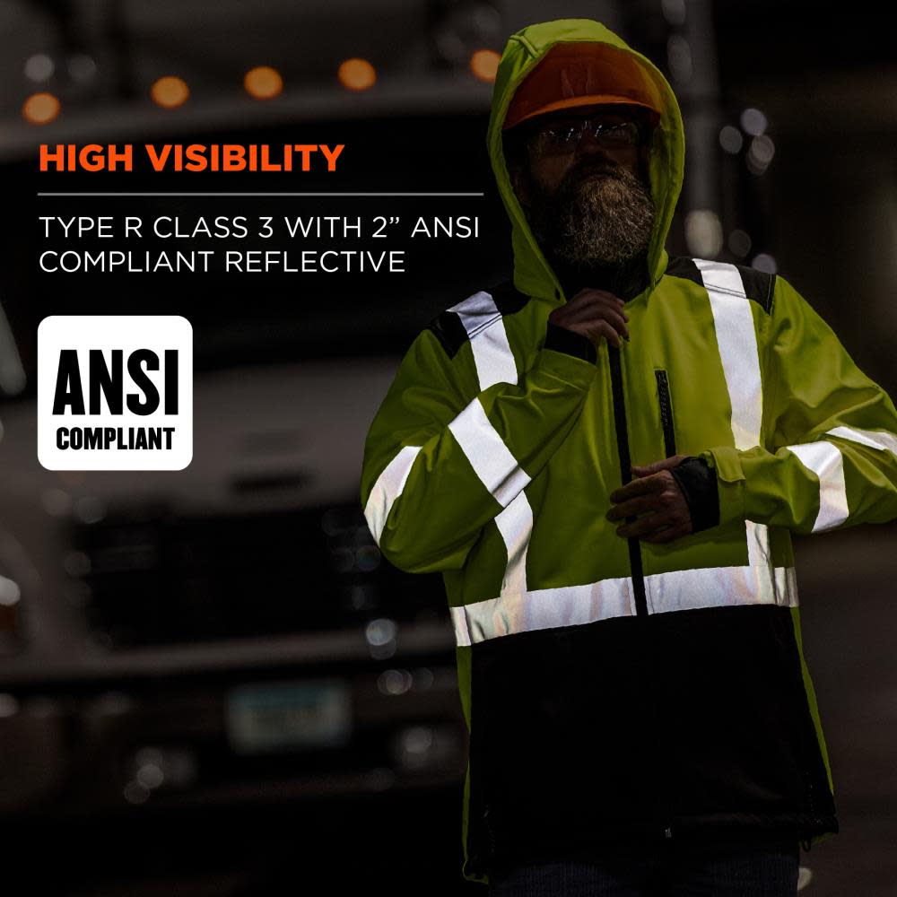 Ergodyne GloWear 8353 Jacket Softshell Water Resistant Lime Hi Vis Medium - Ascmtools