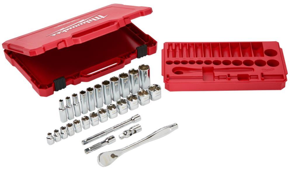 Milwaukee 54pc 1/4In & 3/8In Dr SAE Mechanics Socket Set Bundle - Ascmtools
