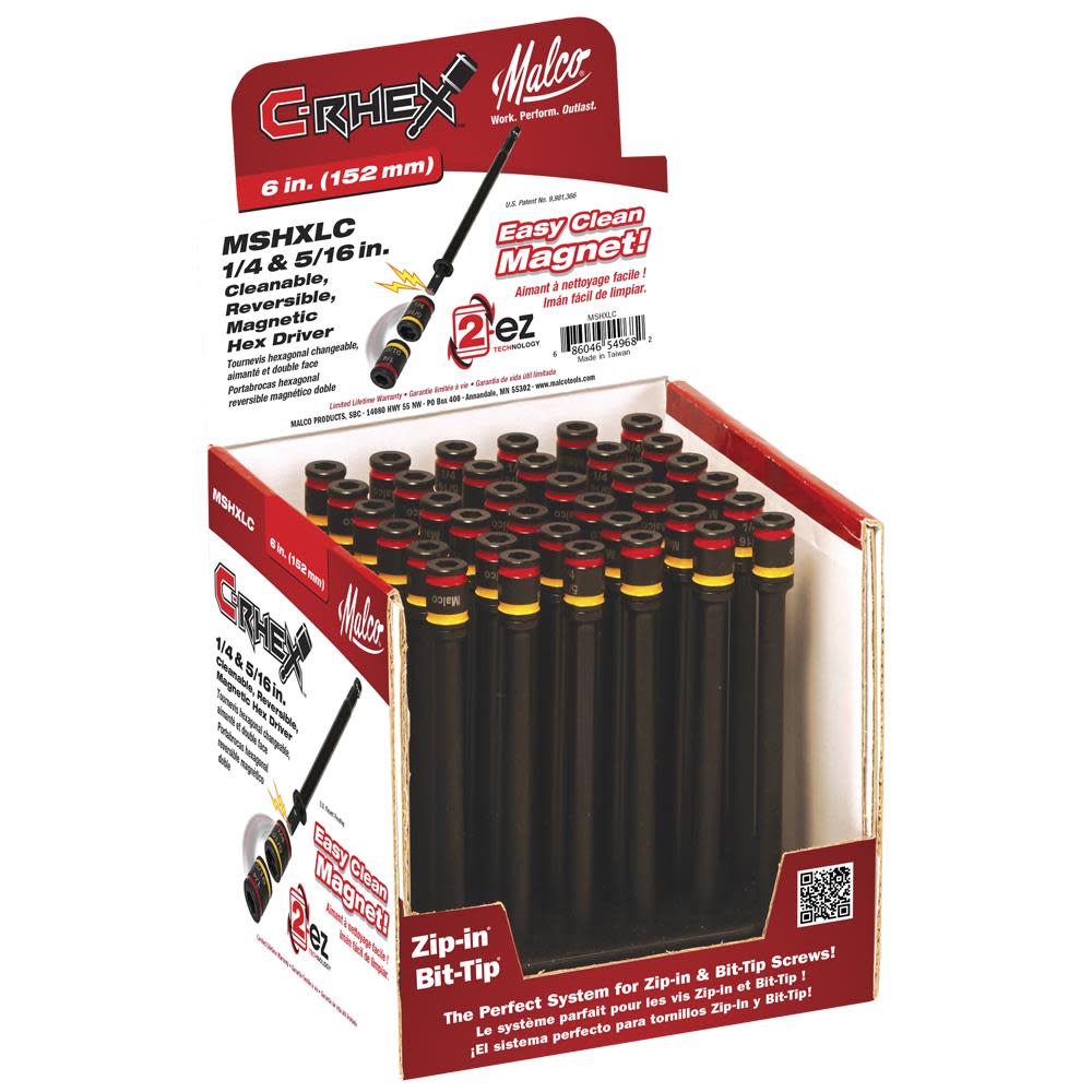 Malco Products 6″ Cleanable Reversible Hex Chuck Driver - Ascmtools