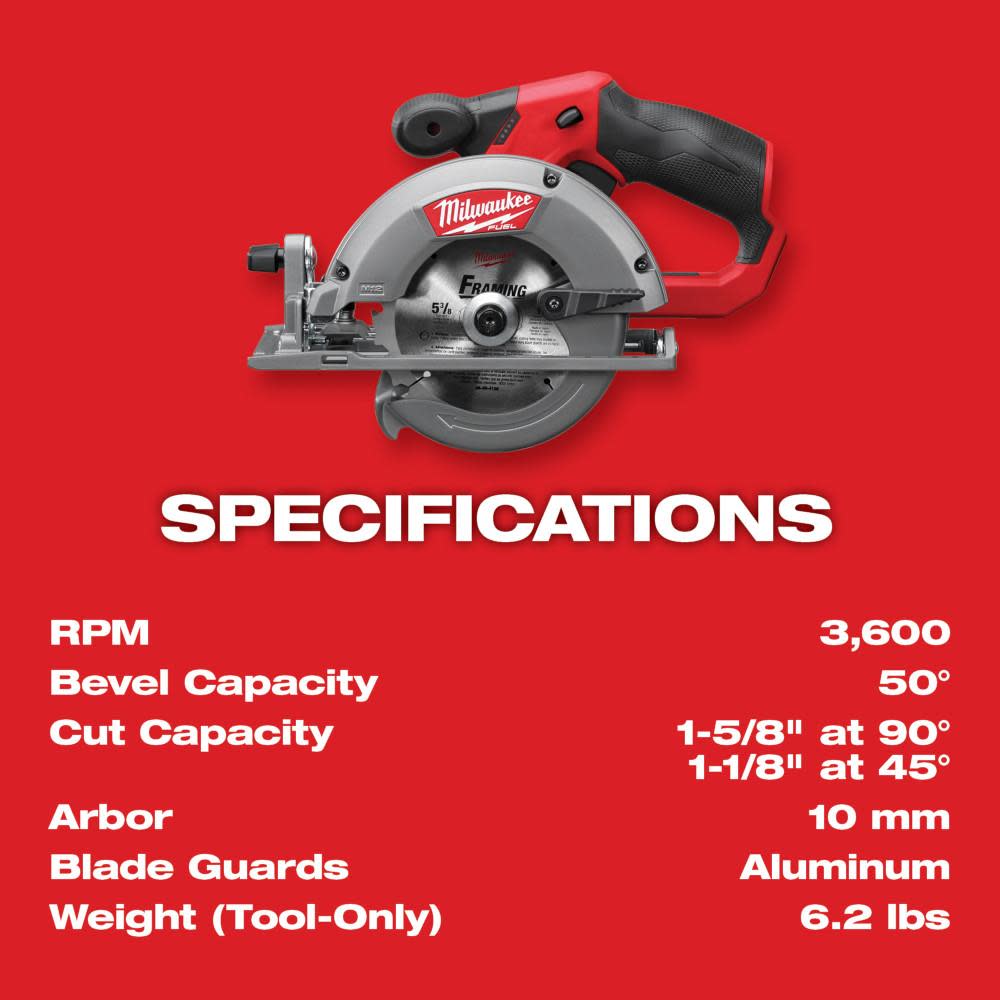Milwaukee M12 FUEL 5- Circular Saw (Tool Only) - Ascmtools
