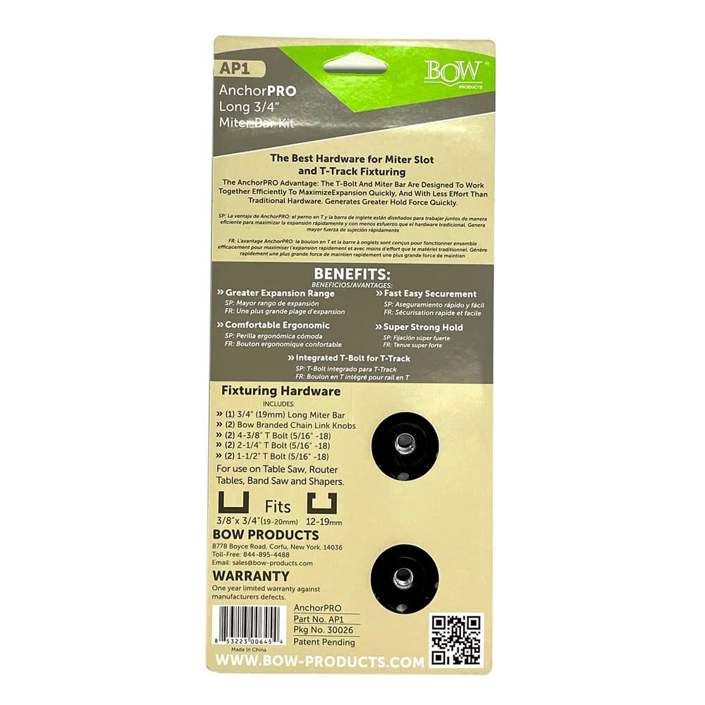 Bow Products AnchorPro Long 3/4″ Miter Bar Kit - Ascmtools