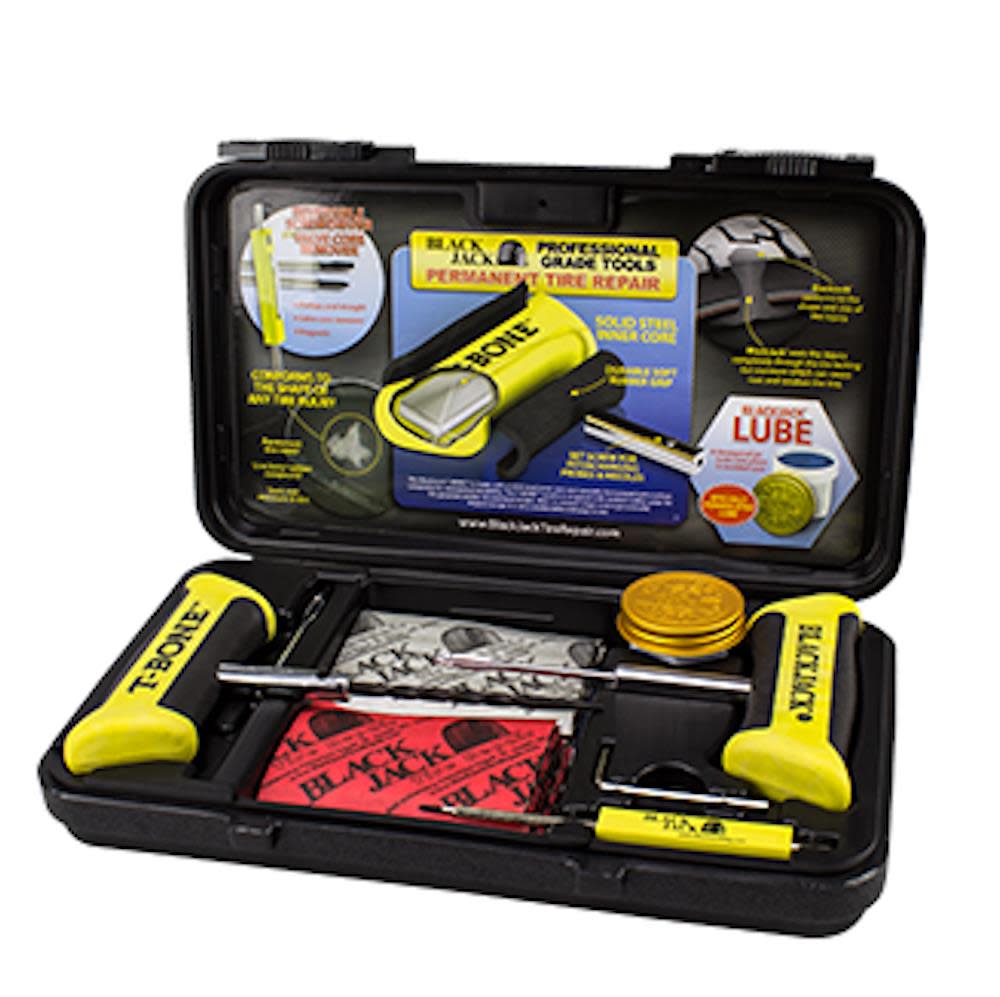 Black Jack Tire Repair Tire Repair Kit with T-Bone Handles & Screwdriver - Ascmtools