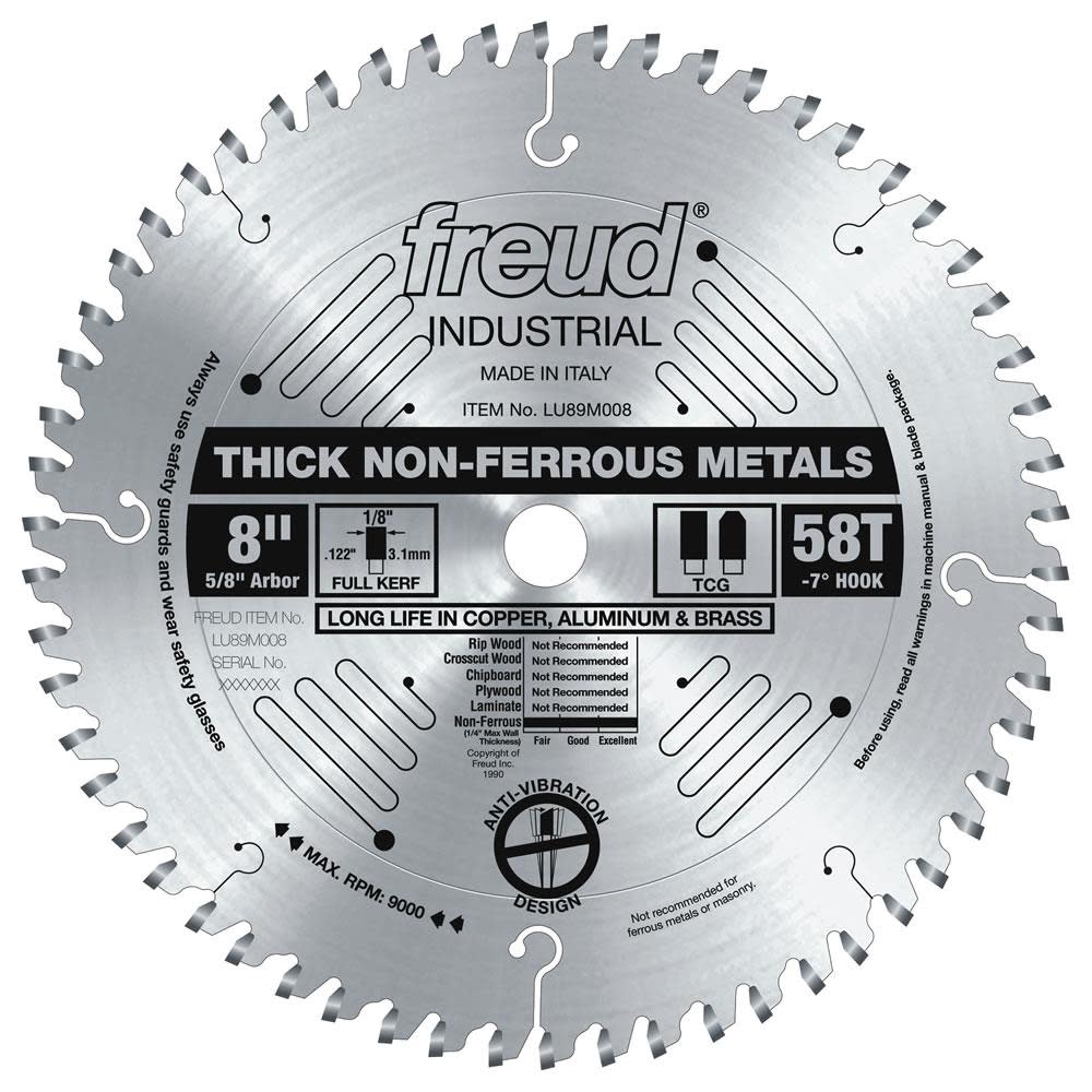 Freud 8″ Thick Non-Ferrous Metal Blade - Ascmtools