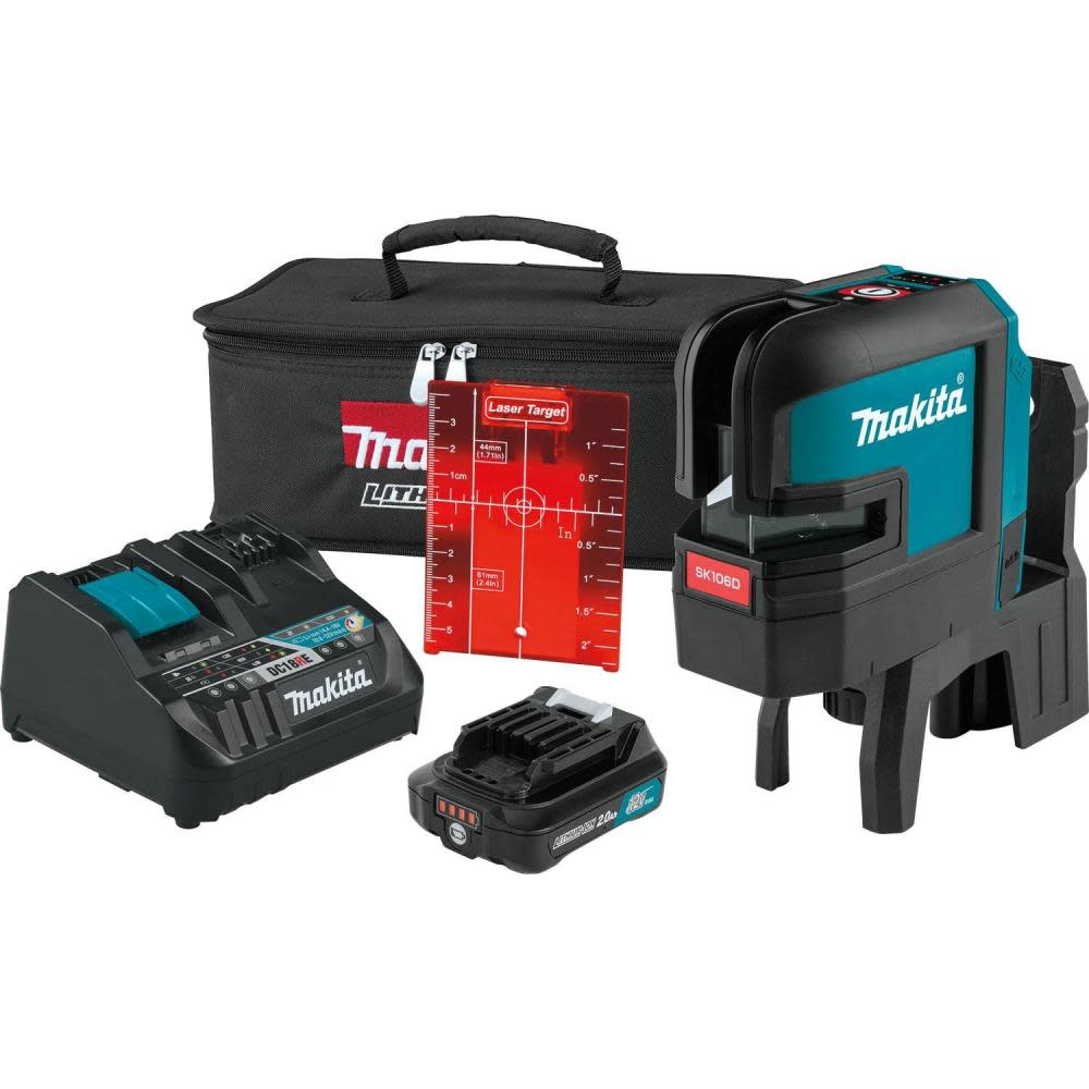 Makita 12V Max CXT Self-Leveling Cross-Line/4-Point Red Beam Laser Kit - Ascmtools
