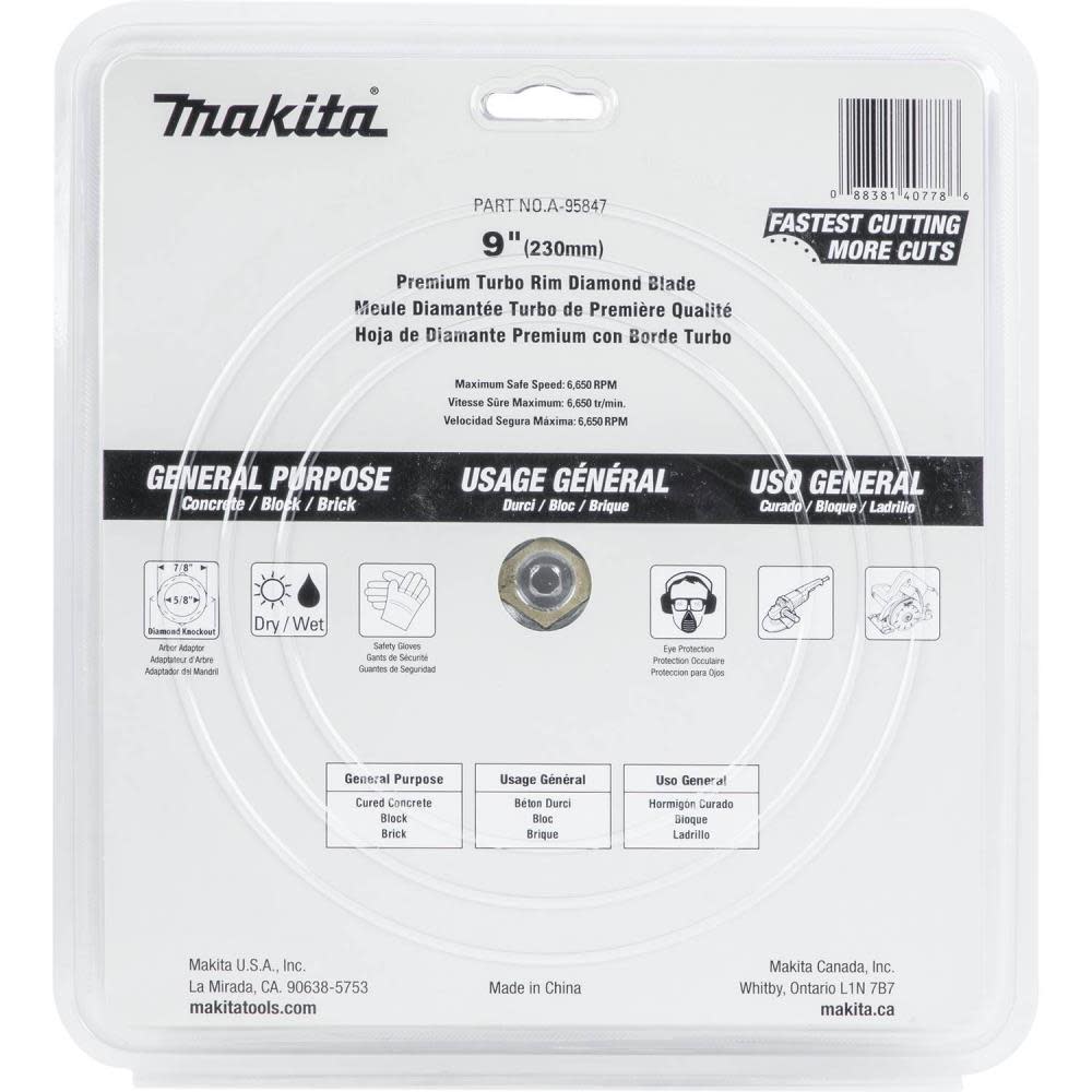 Makita 9″ Diamond Blade Turbo General Purpose - Ascmtools