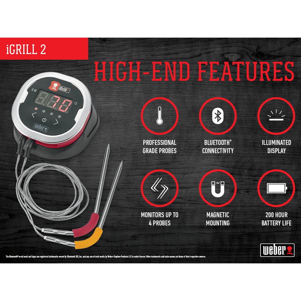 Weber iGrill 2 BlueTooth App Connected Thermometer - Ascmtools