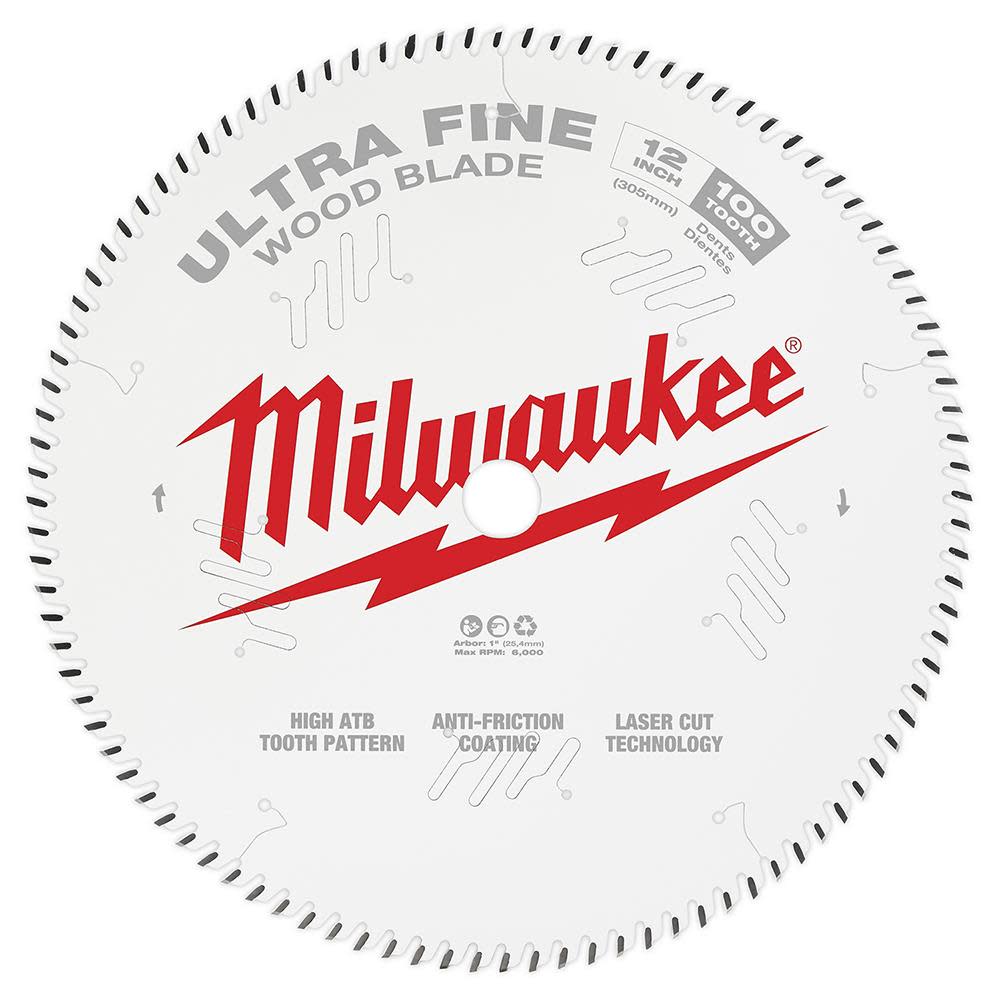 Milwaukee 12 in. 100T Ultra Fine Finish Circular Saw Blade - Ascmtools