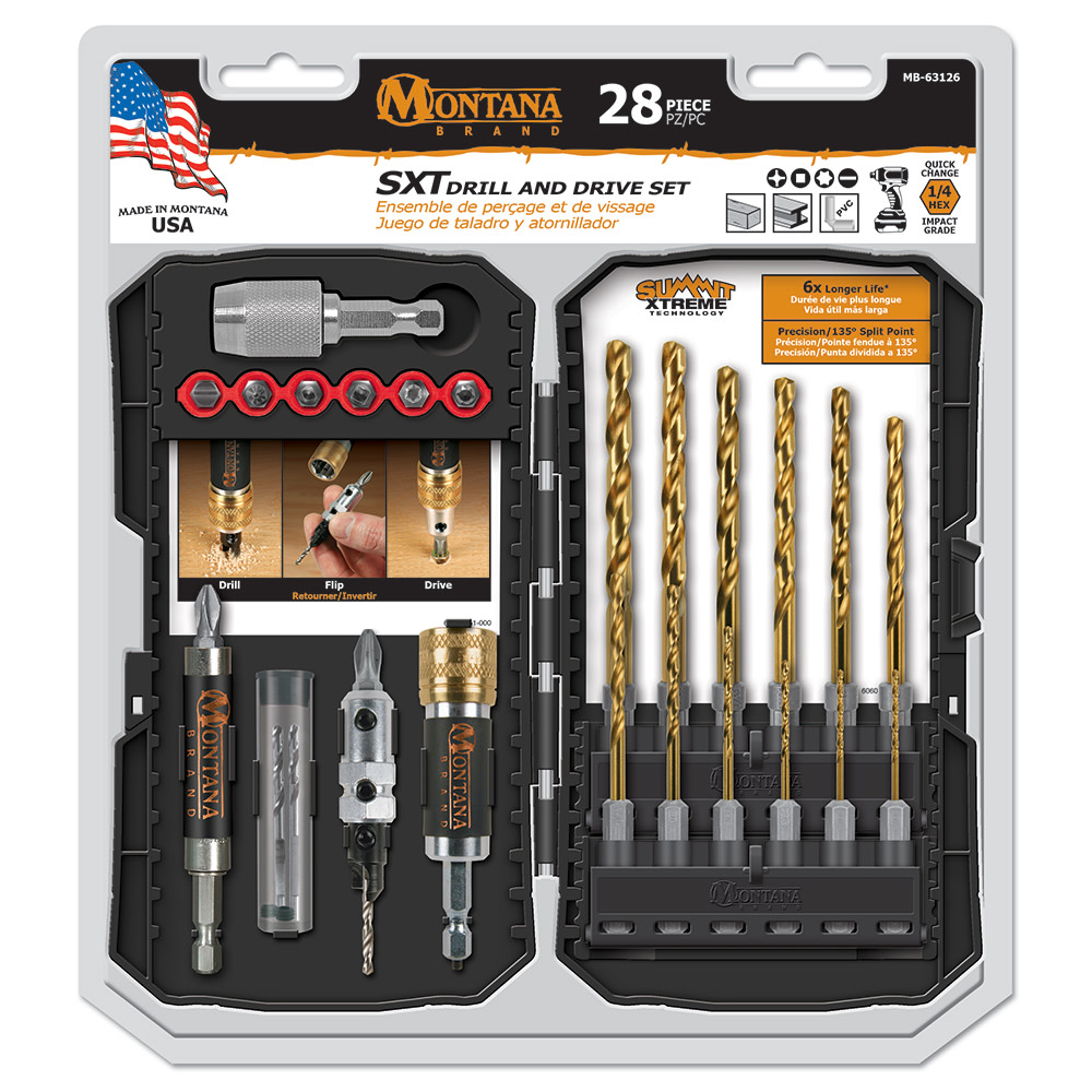 Montana Brand Tools Titanium Coated Wood/Metal Drill & Drive Set 28pc - Ascmtools