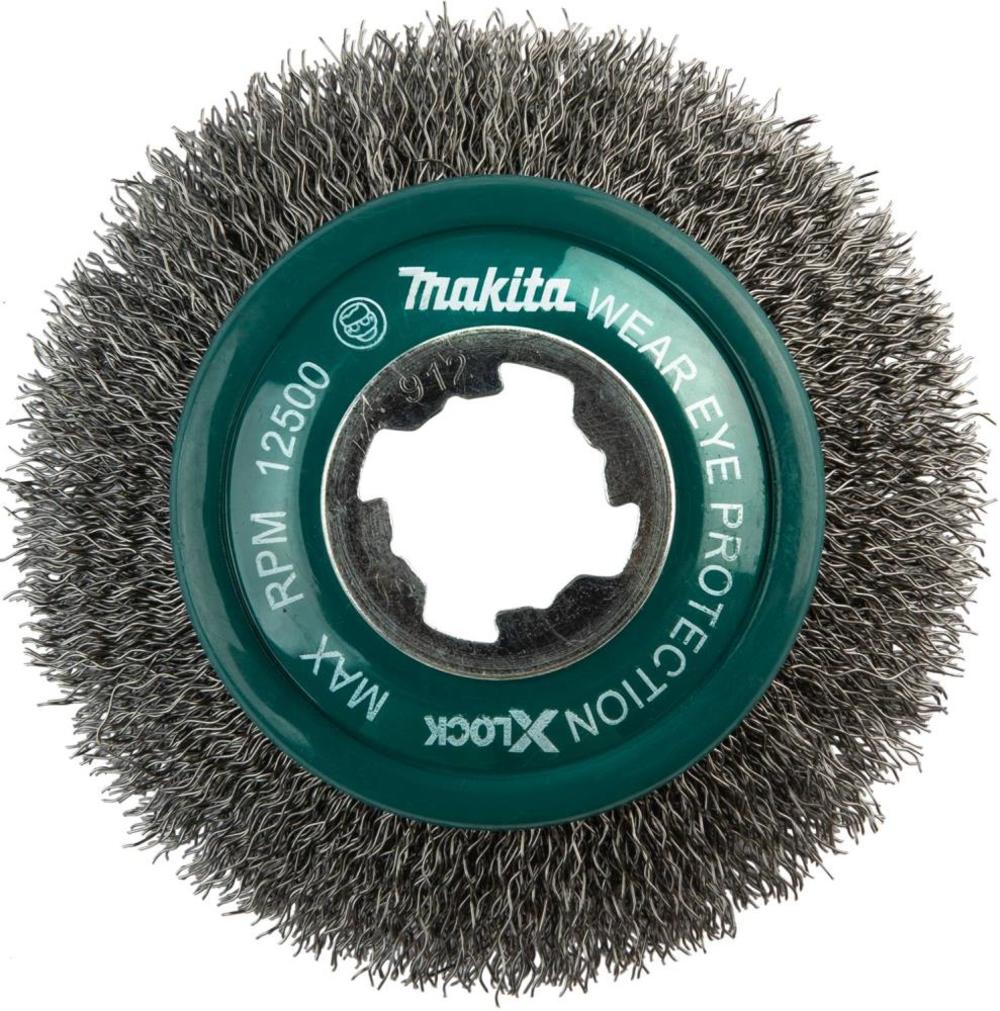 Makita X LOCK 4″ Carbon Steel Crimped Wire Bevel Brush - Ascmtools