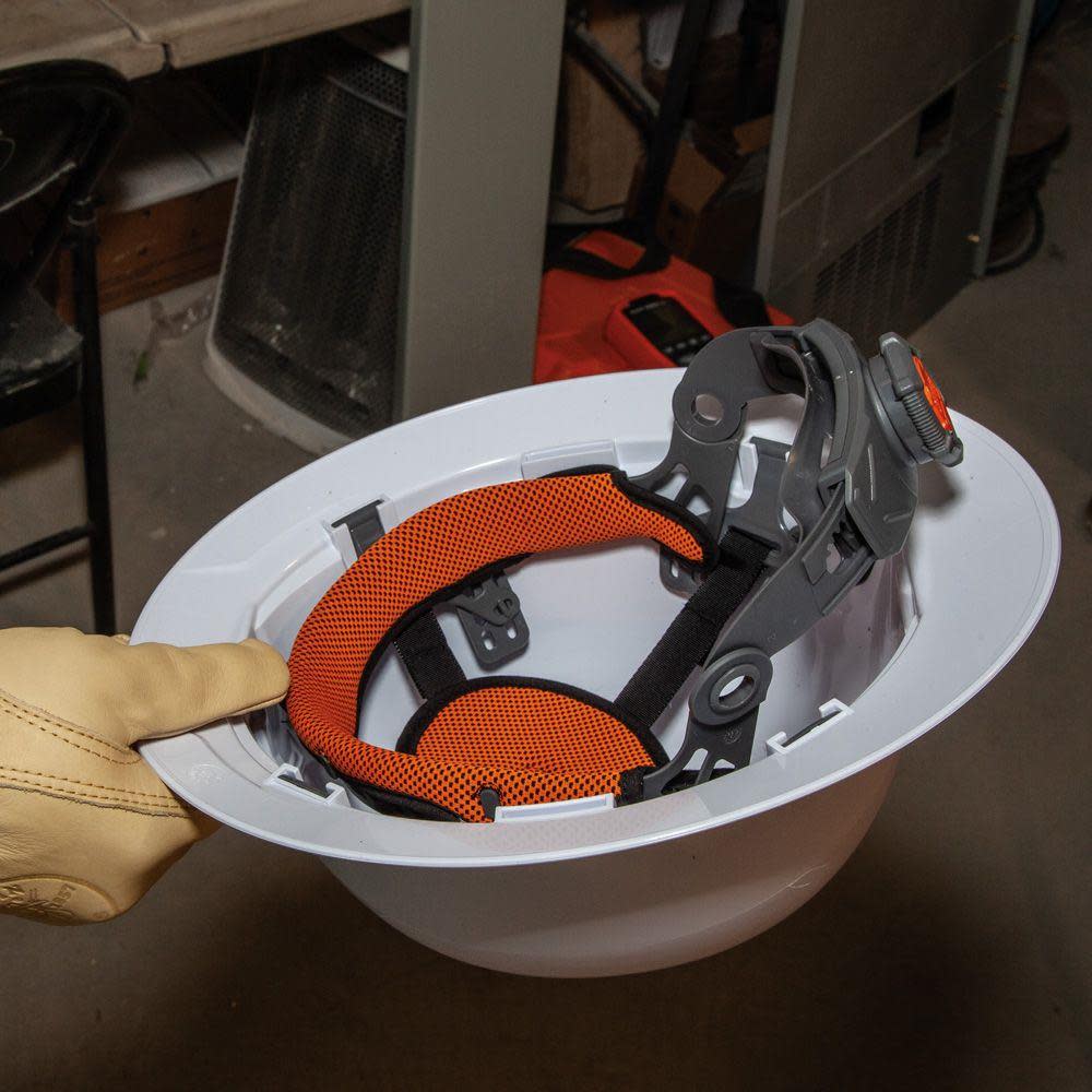 Klein Tools Hard Hat Non-vented Full Brim with Rechargeable Headlamp White - Ascmtools