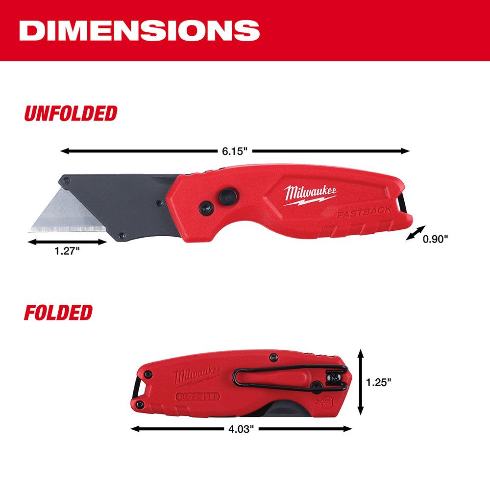 Milwaukee FASTBACK Compact Folding Utility Knife - Ascmtools