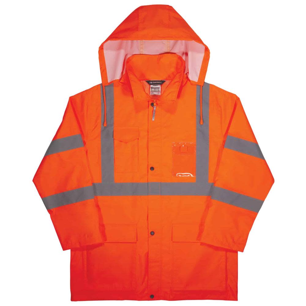 Ergodyne GloWear 8366 Lightweight Hi Vis Rain Jacket Orange Large - Ascmtools