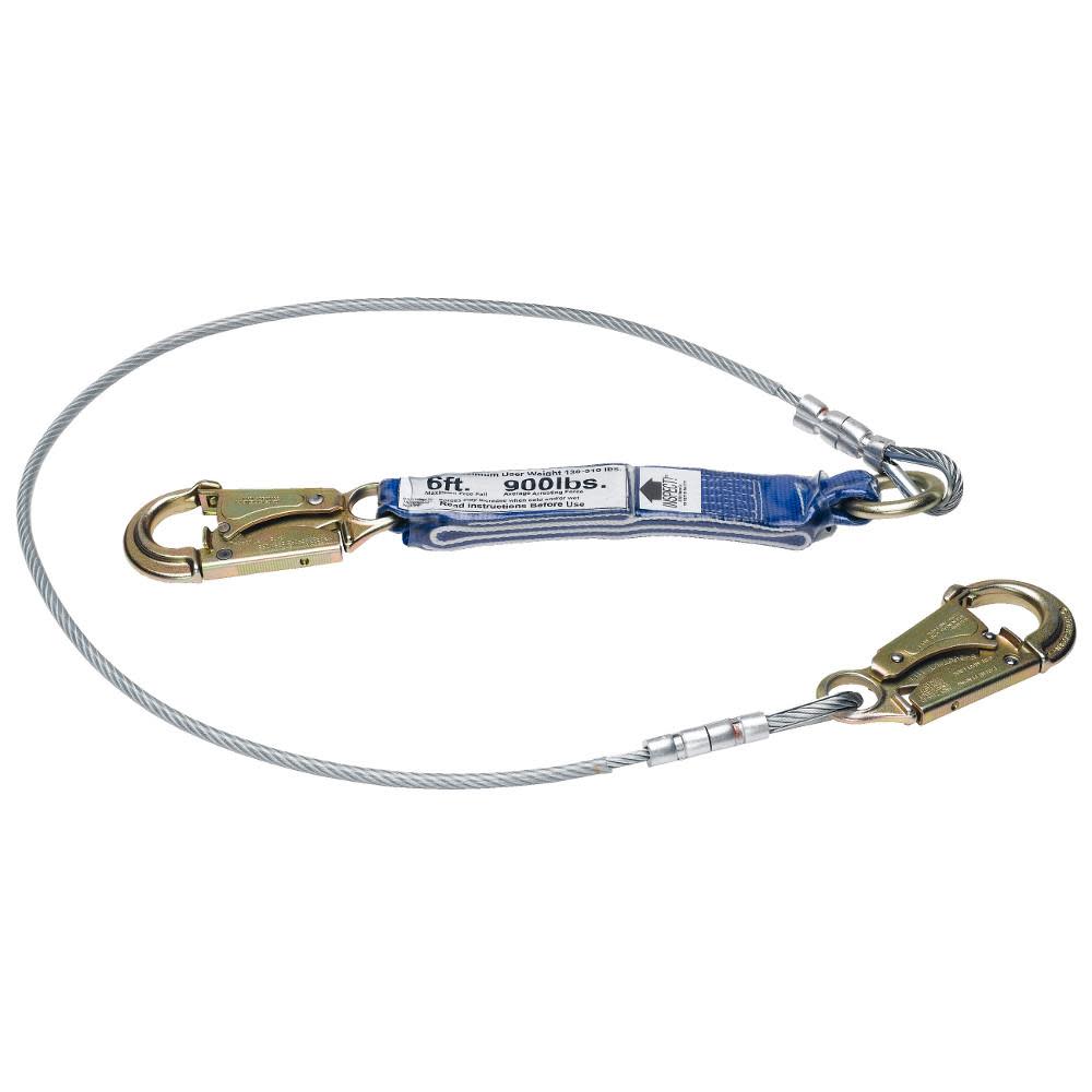 Werner 6 Ft. DeCoil Cable Single Leg Lanyard (1/4 in Vinyl Coated Cable Snaphook) - Ascmtools