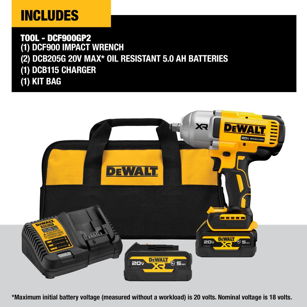 DEWALT 20V MAX XR 1/2″ High Torque Impact Wrench with Hog Ring Anvil Kit - Ascmtools