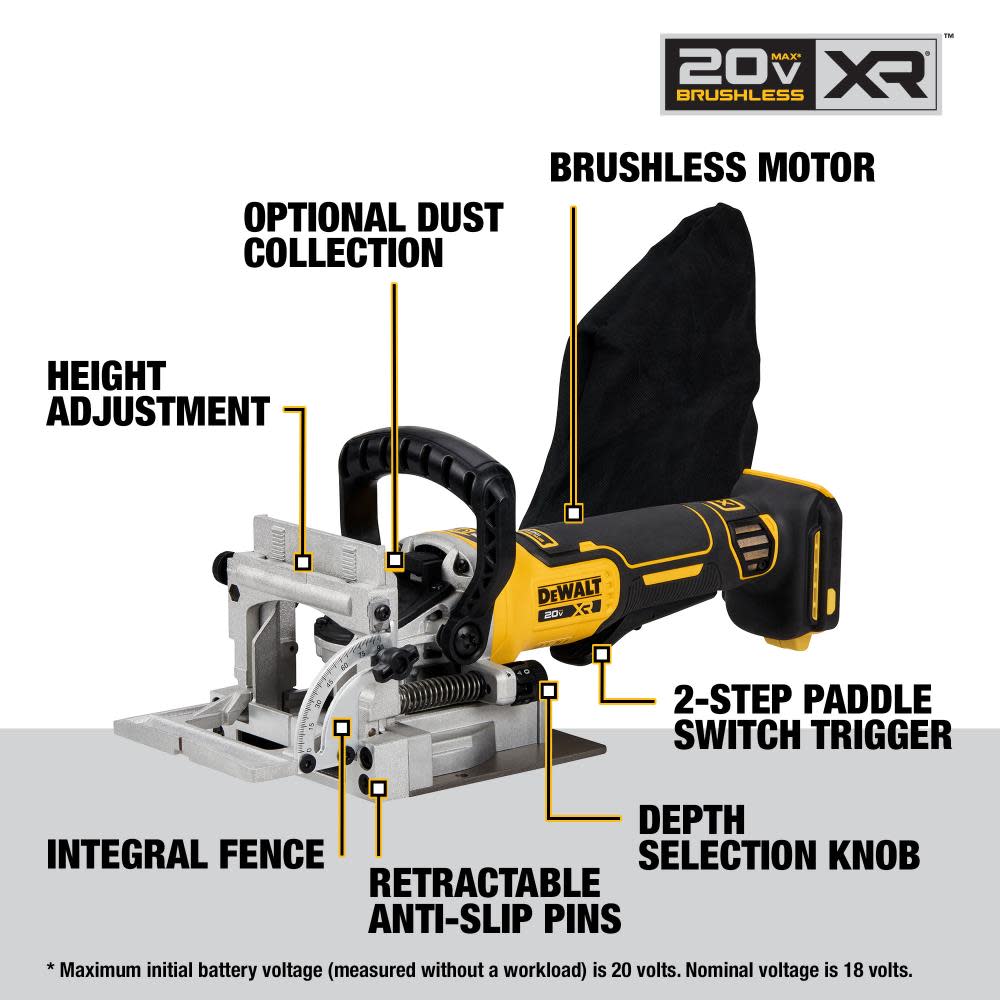 DEWALT 20V MAX XR Biscuit Joiner Bare Tool - Ascmtools