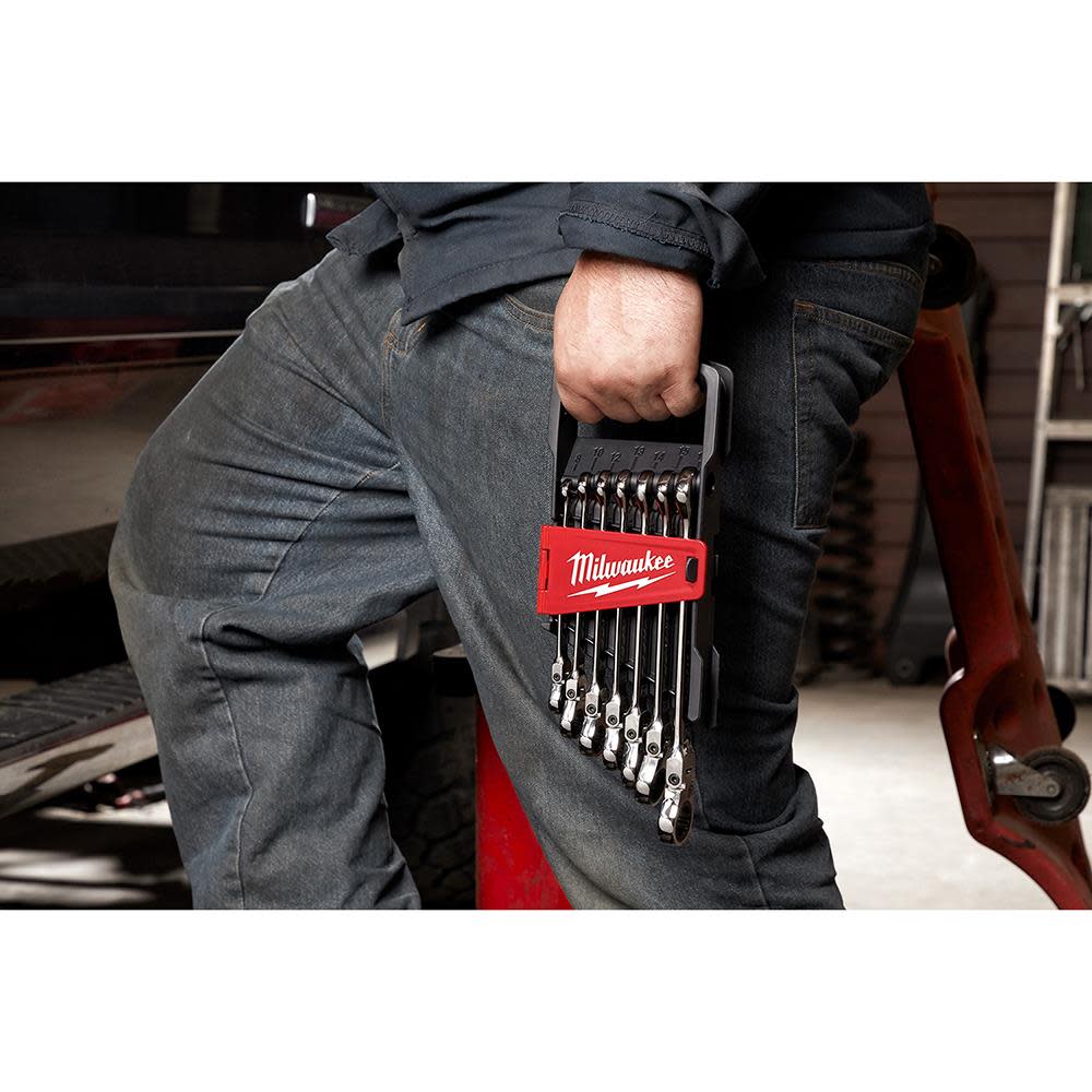 Milwaukee Combination Wrench Set SAE Flex Head Ratcheting 7pc - Ascmtools