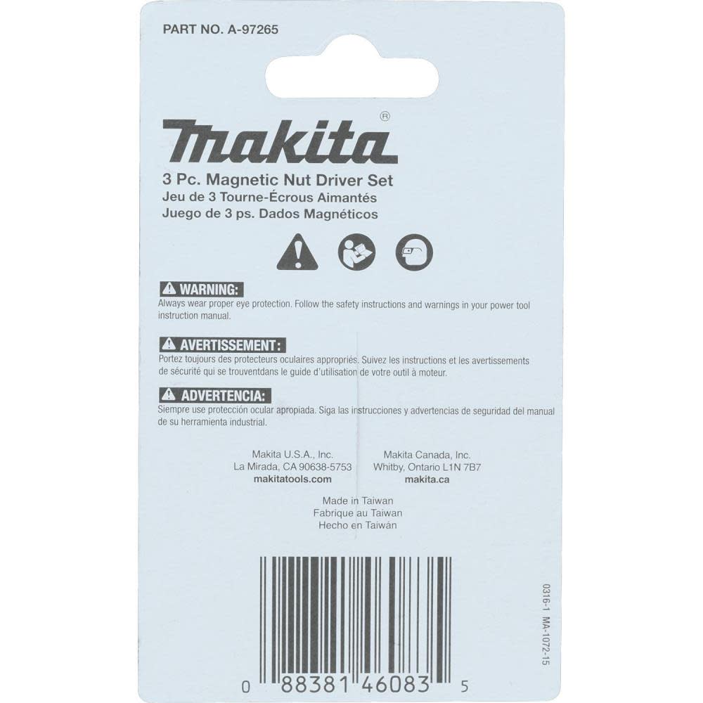 Makita Impact X 3 Pc. 1-3/4 Magnetic Nut Driver Set - Ascmtools
