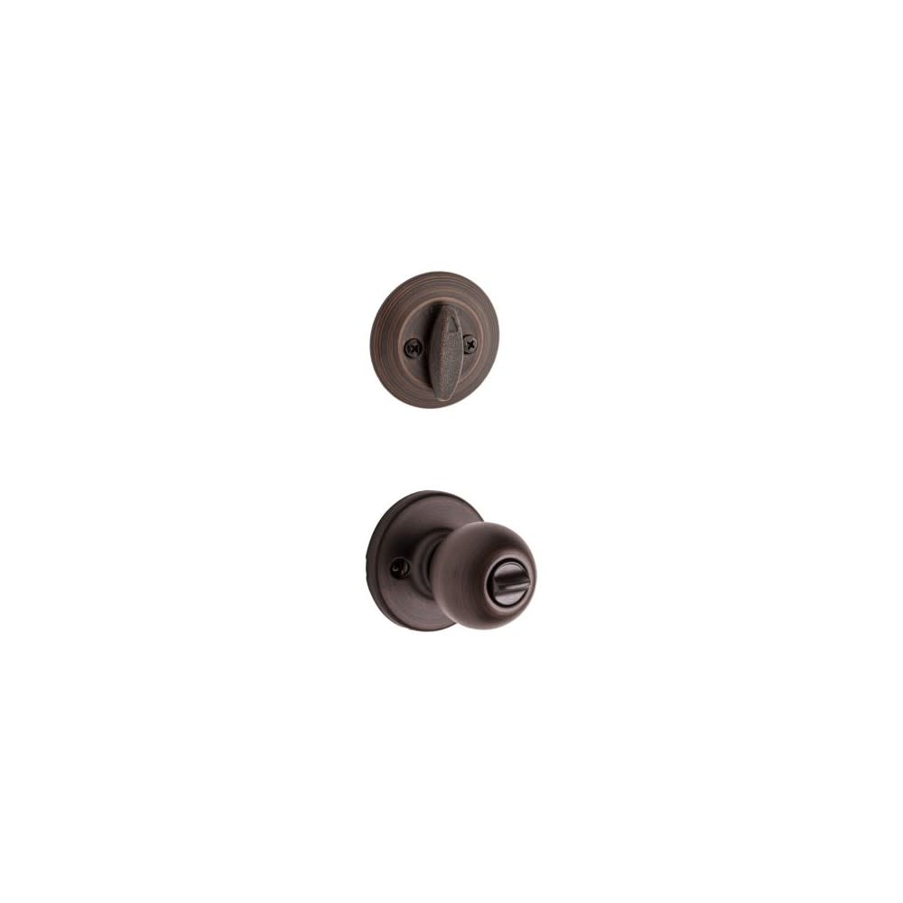 Kwikset Deadbolt Set Bronze Polo Door Knob & Single Cylinder - Ascmtools
