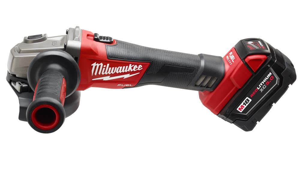 Milwaukee M18 FUEL 4-1/2 In. / 5 In. Grinder Slide Switch Lock-On 1 Battery - Ascmtools