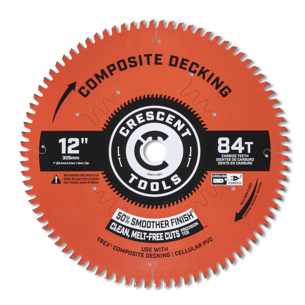 Crescent Circular Saw Blade 12″ x 84 Tooth Composite Decking - Ascmtools