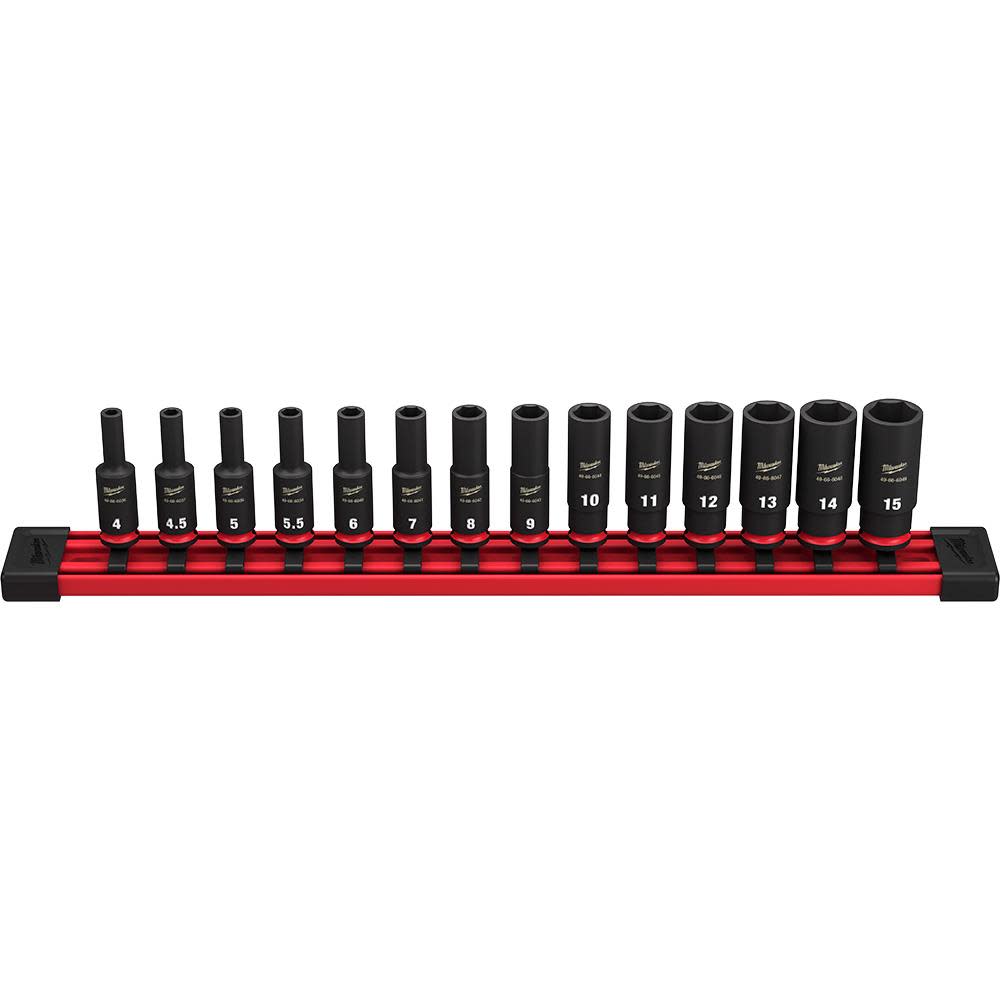 Milwaukee 14PC SHOCKWAVE Impact Duty Socket Metric Deep 6 Point Set - Ascmtools