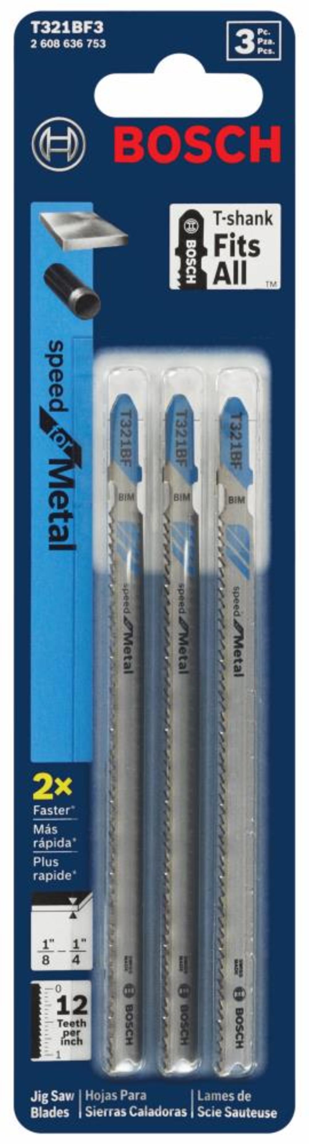 Bosch Jig Saw Blades 3pc 5 1/4″ 12 TPI Speed for Metal T Shank - Ascmtools