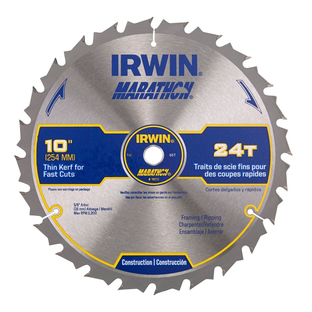 Irwin Marathon Carbide Table/Miter Circular Blade 10″ 24T - Ascmtools
