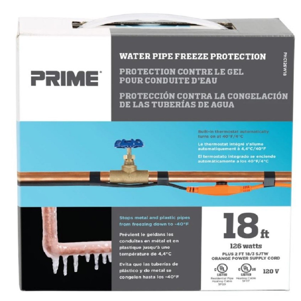 Prime 18 Ft. BK Water Pipe Heating Cable - Ascmtools