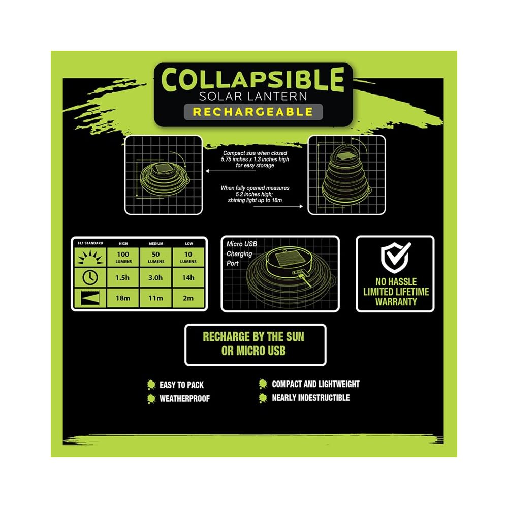 Panther Vision Solar Lantern Rechargeable/Collapsible - Ascmtools