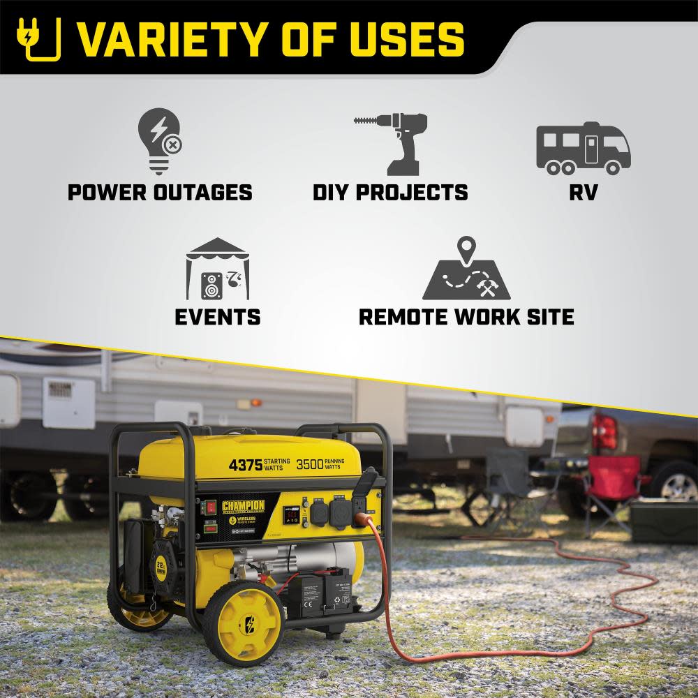 Champion Power Equipment Portable Generator with Wireless Remote Start 3500 Watt RV Ready - Ascmtools