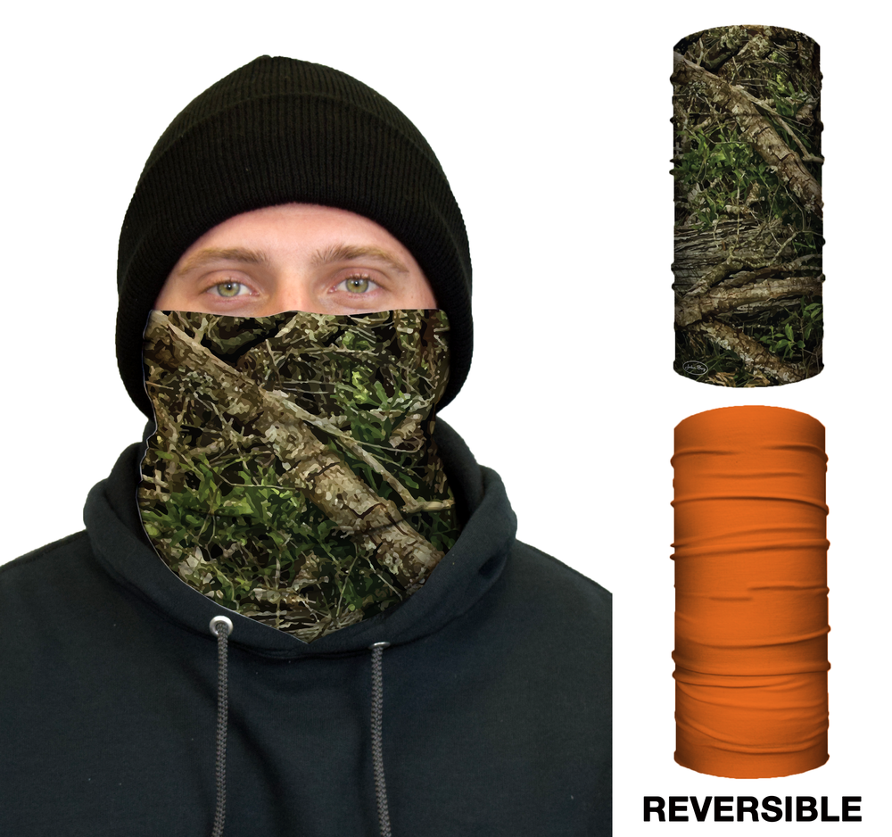 John Boy Thermal Face Guard – Reversible Tree Camo and Orange Pattern - Ascmtools