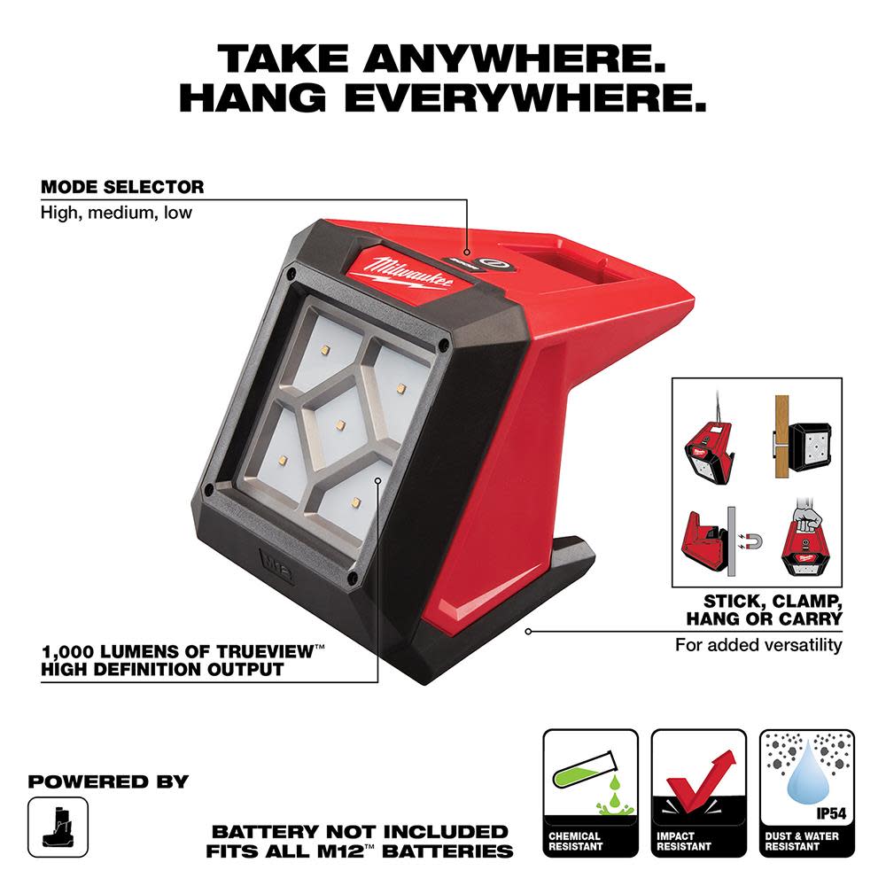 Milwaukee M12 Compact Flood Light - Ascmtools