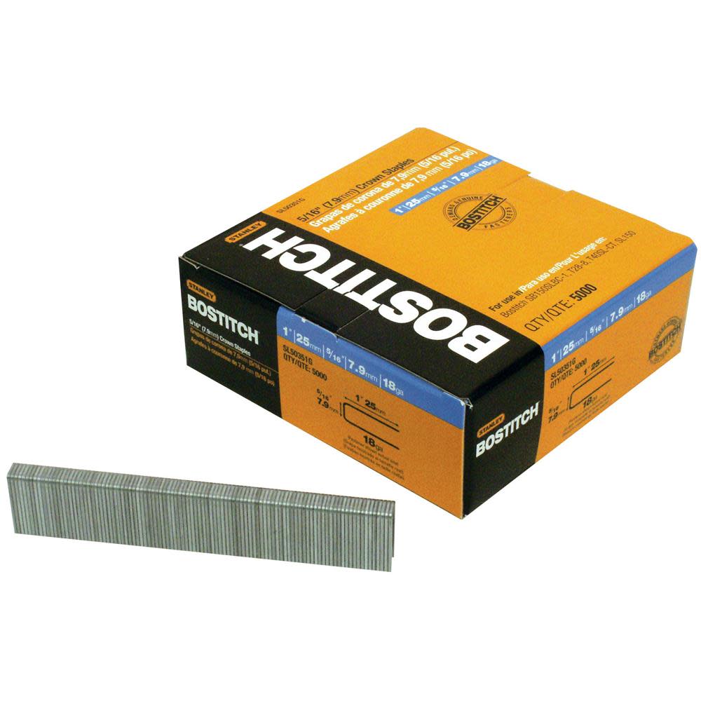 Bostitch 1 In. 18 Gauge 5/16 Crown Staples - Ascmtools