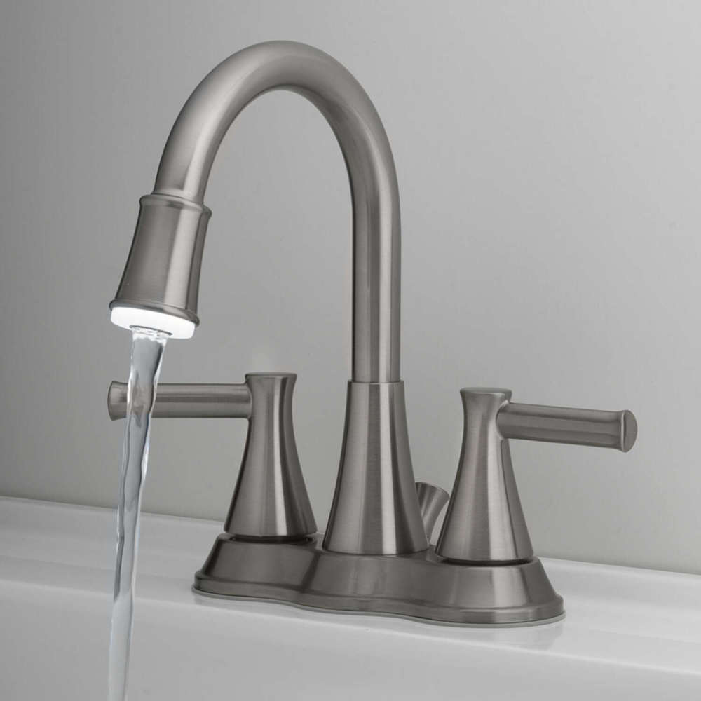 Oakbrook LED Bathroom Sink Faucet Two Handle Brushed Nickel - Ascmtools