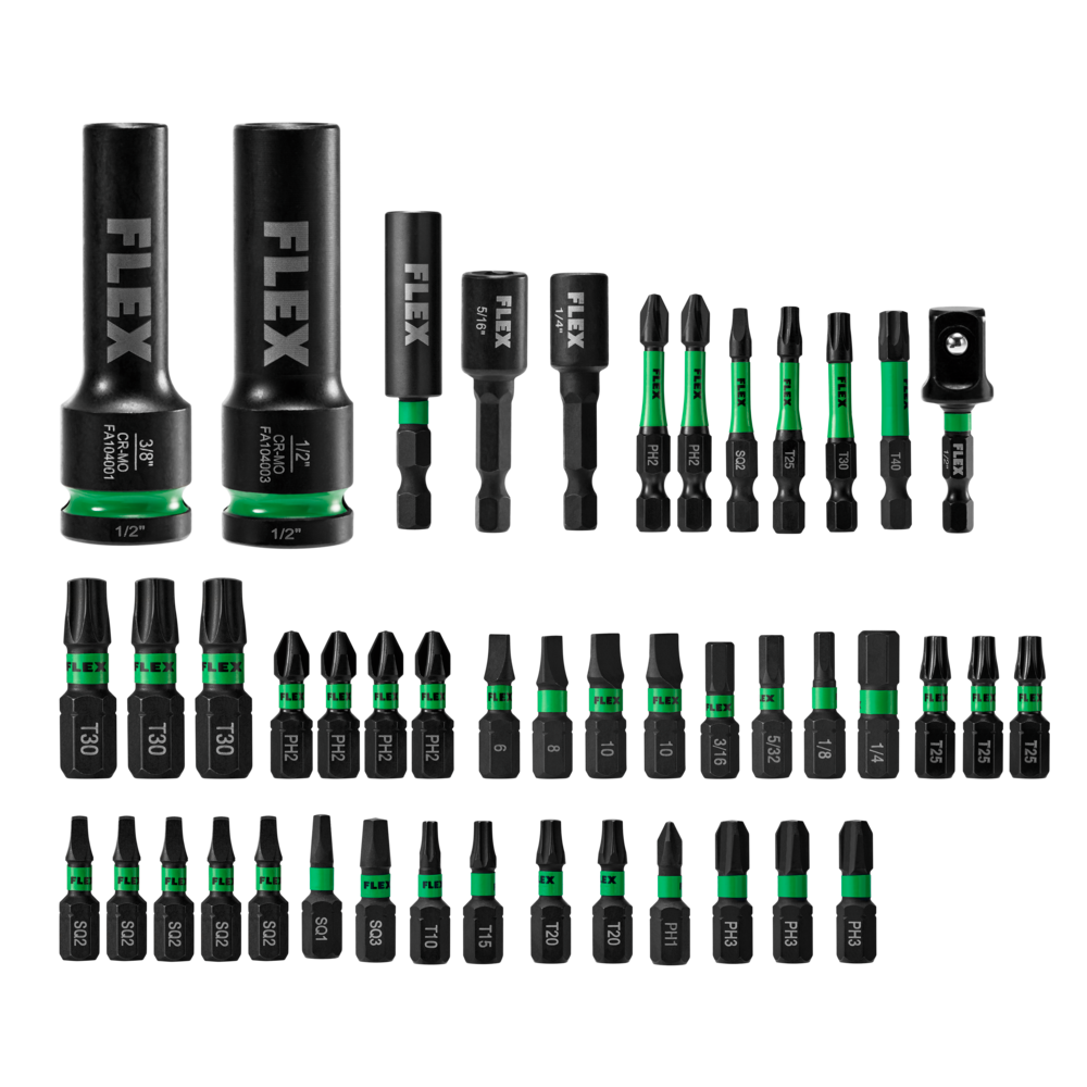 FLEX Impacks Impact Drill & Driver Bit Set 45pc - Ascmtools
