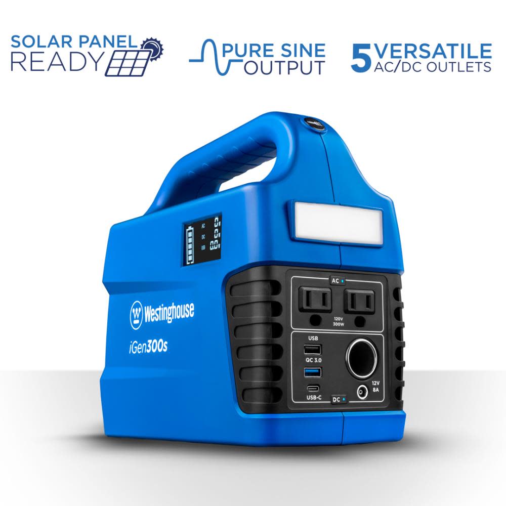 Westinghouse Outdoor Power iGen Solar Generator Portable 296 Watt Hour - Ascmtools