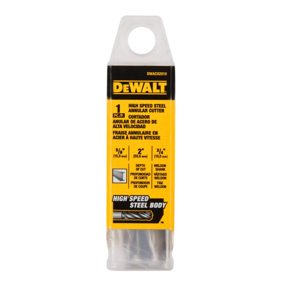 DEWALT Annular Cutter 5/8″ X 2″ HSS 3/4″ Weldon - Ascmtools
