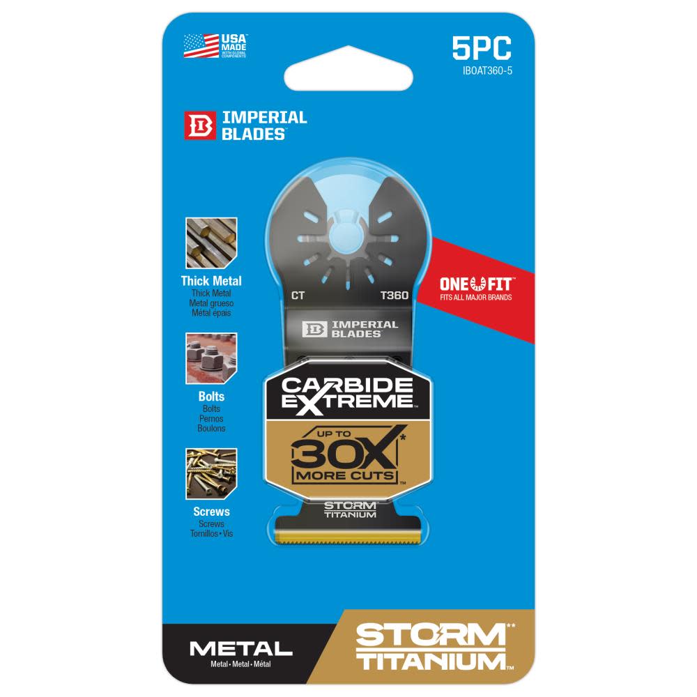 Imperial Blades One Fit 1-3/8″ Carbide Extreme Storm Titanium Metal Blade 5PC - Ascmtools