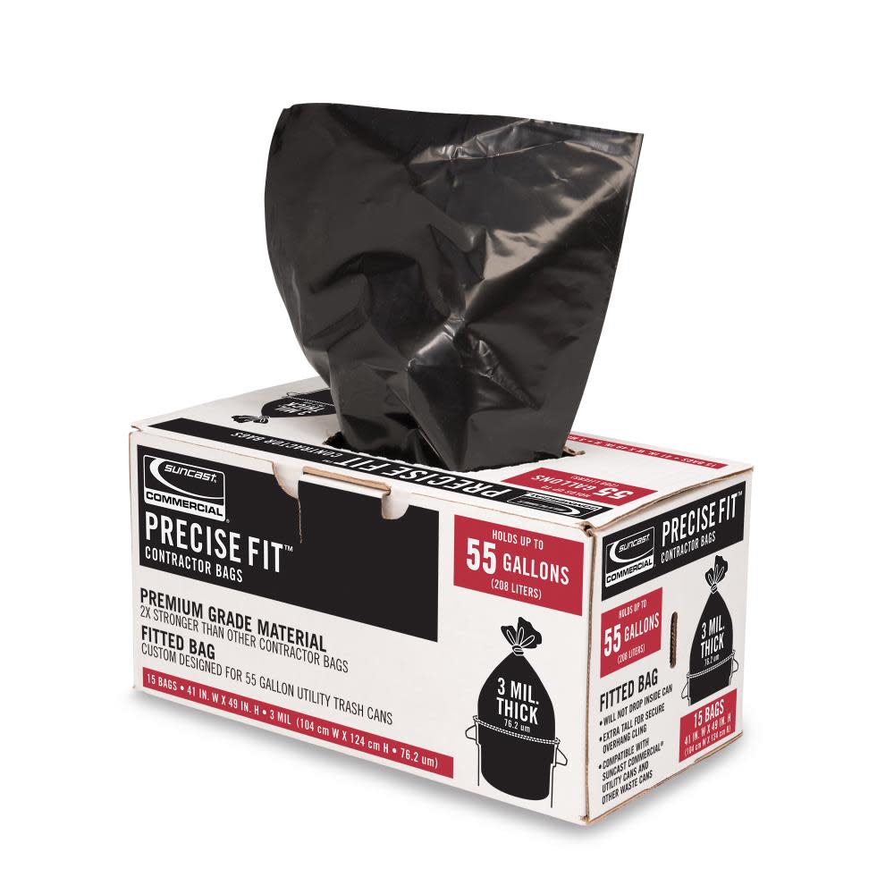 Suncast Precise Fit Contractor Bags 55 gal 3 mil - Ascmtools