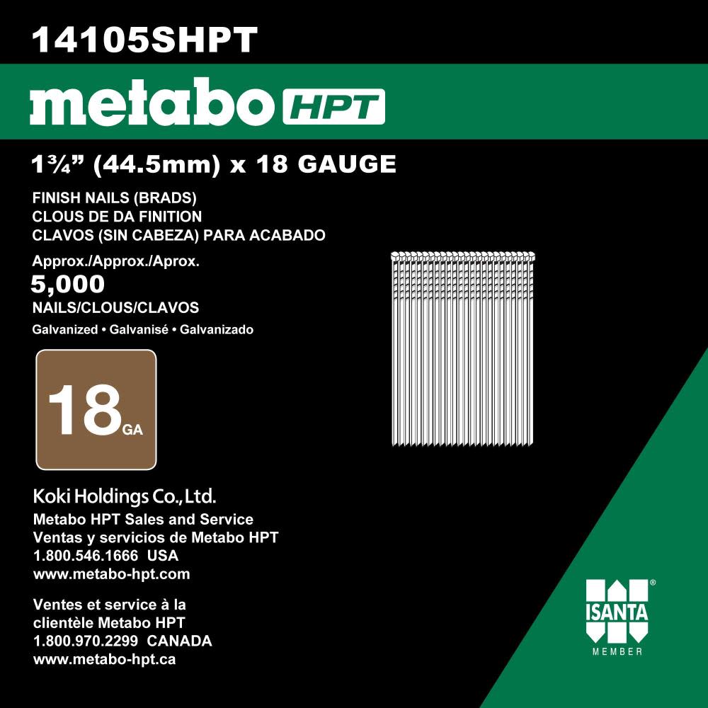 Metabo HPT Finish Nails 1 3/4″ 18 Gauge Brad 1000pc - Ascmtools