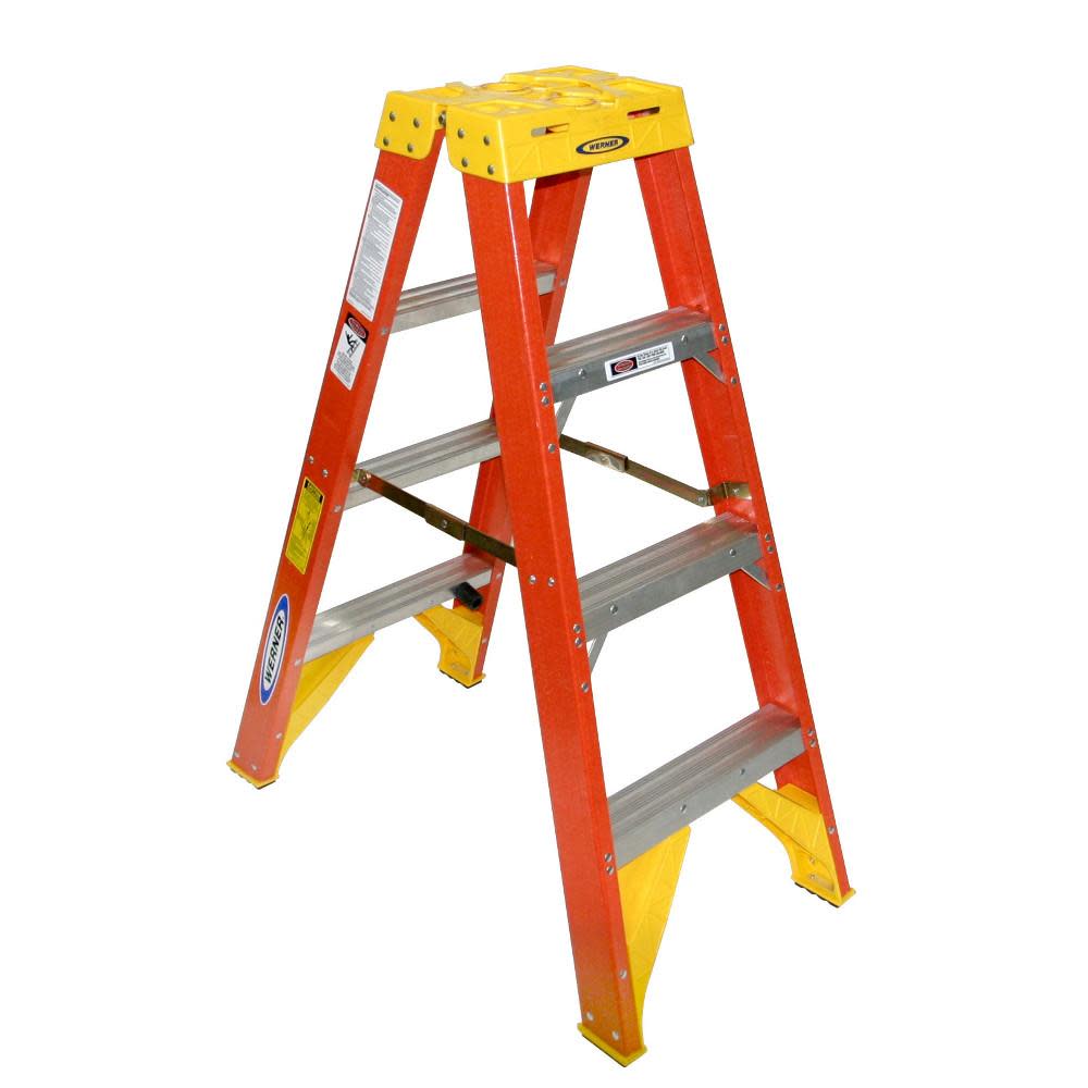 Werner 4-ft Fiberglass 300-lb Type IA Twin-Step Ladder - Ascmtools