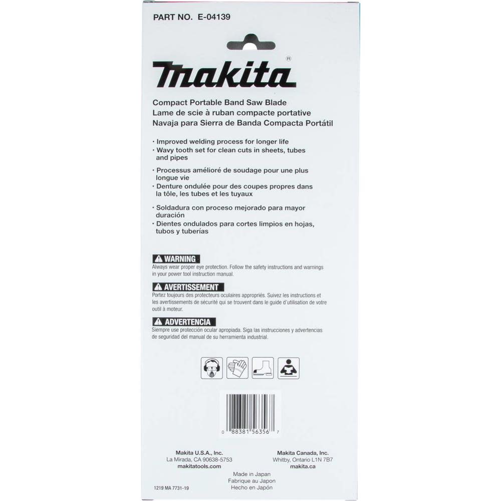 Makita 28-3/4″ 18 TPI Bi-Metal Sub-Compact Portable Band Saw Blade - Ascmtools