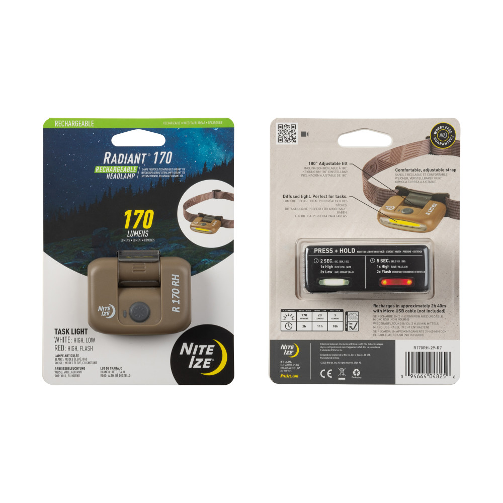 Nite Ize Radiant 170 Headlamp Rechargeable Coyote - Ascmtools